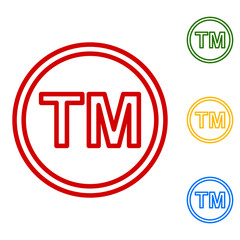 Trade mark sign. Set of line icons