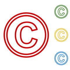 Fototapeta premium Copyright sign. Set of line icons