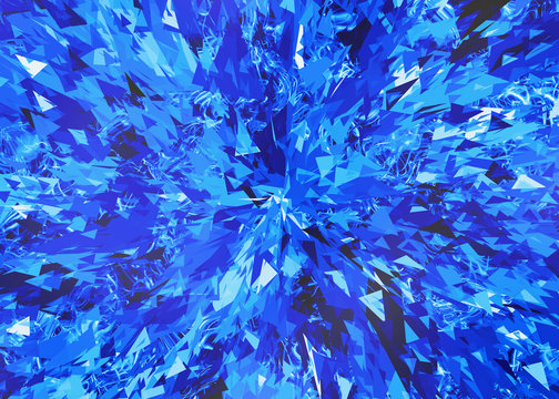 Burst Of Blue Broken Particle Crystal