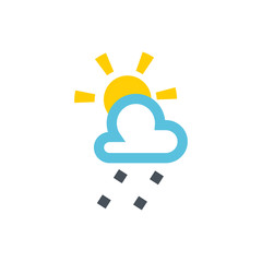 Sunny and snowy, weather line icon.