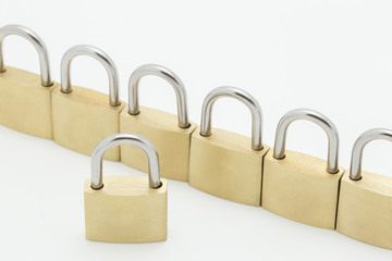 Row of diagonal padlocks