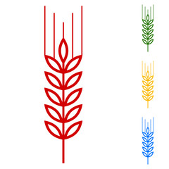 Wheat vector. Set of line icons