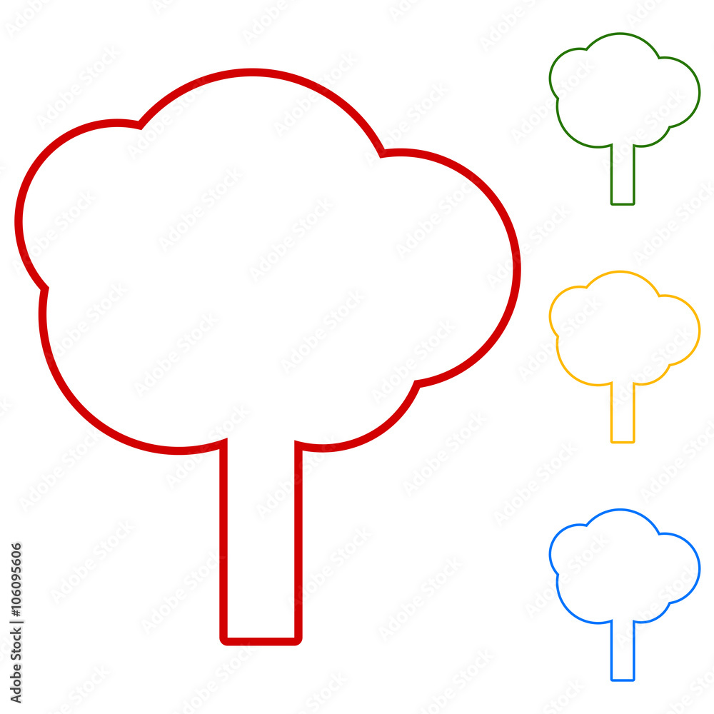 Poster tree. set of line icons