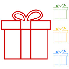 Gift box. Set of line icons
