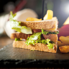 Club Sandwich with French Fries
