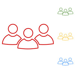 Team work. Set of line icons