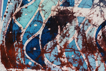 Waves and arrows, hot batik, background texture, handmade on silk, abstract surrealism art