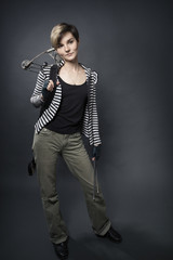 young woman with a crossbow