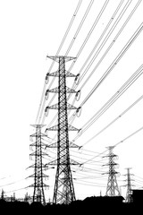 silhouette of high voltage electrical pole structure