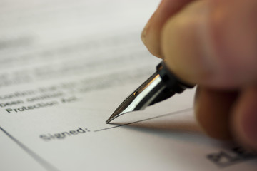 Close up of a university application form