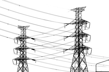silhouette of high voltage electrical pole structure