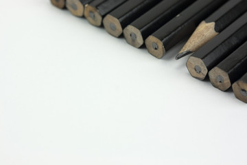 Close up of pencils in a line