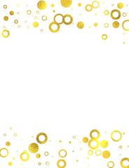 Golden frame with foil circles on white background, vector isolated design elements