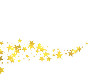 Gold glittering wave with foil stars isolated on white background, vector design elements