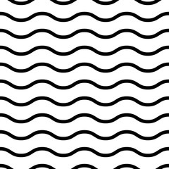 Vector waves seamless pattern. Black and white geometric background. 