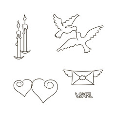 Symbol set for Valentine's Day. Vector illustration. eps10
