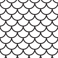 Japanese Wave Seamless Pattern, vector black and white background