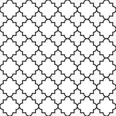 Ornamental arabic seamless pattern. Vector black and white background.