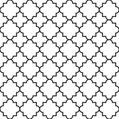 Ornamental arabic seamless pattern. Vector black and white background.