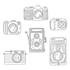 Sketch of a photo camera drawn by hand 