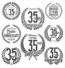 Laurel Wreath anniversary vector collection 35 years