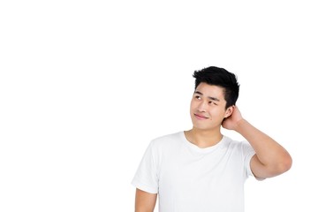 Thoughtful young man looking away