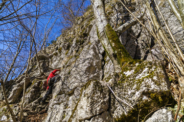 man  hiking in the rocky mountains