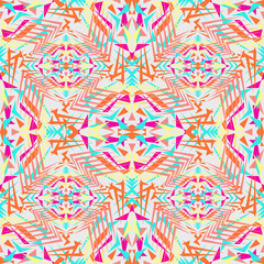 Vector seamless texture. Tribal geometric pattern. Electro boho color trend. Aztec ornamental style