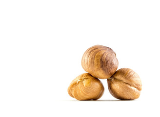 hazelnuts, hazelnut close-up  isolated on a white background