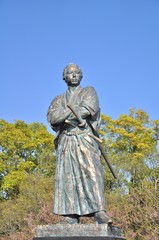 The statue of Sakamoto Ryoma in Kazagashira Park on April 6, 2014 at Nagasaki, Japan. Sakamoto Ryoma is a prominent figure in Japan.