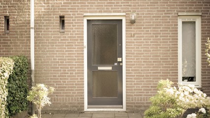 Brick wall door and window