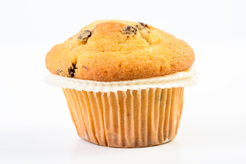 Homemade Chocolate Chip Muffin On White