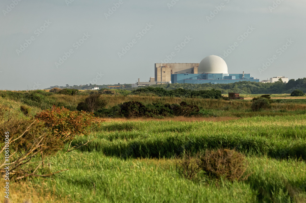 Wall mural sizewell a and sizewell b, two nuclear power stations located on the north sea coast