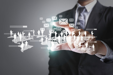 Holding virtual icon  social network