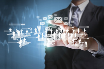 Holding virtual icon  social network