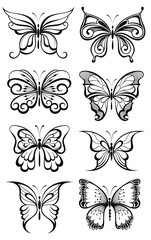 Set of butterflies silhouettes