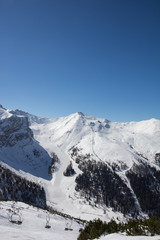 Fototapeta na wymiar Skiing At Axamer Lizum In Tyrol Austria