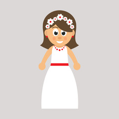 cartoon girl in white dress vector