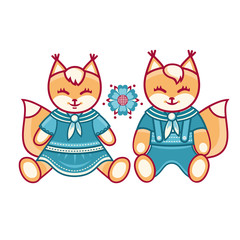 Cute squirrels. Vector illustration 