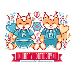 Cute squirrels. Vector illustration 