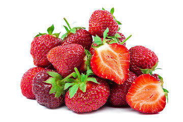 Strawberry fruit on white background.