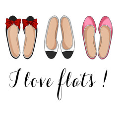 Flat shoes Fashion Illustration on text background 