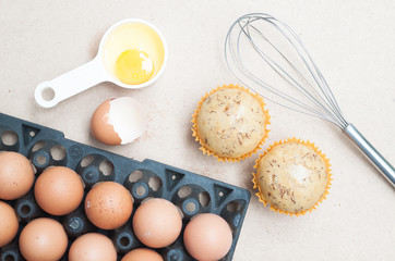 Baking ingredients with eggs