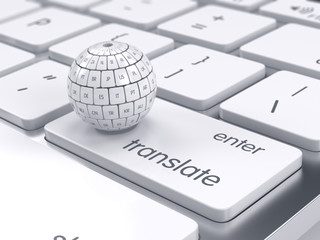 Group translation cubes in the sphere shape on the computer keyb - 106108248