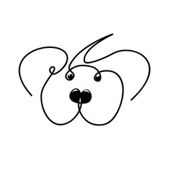Vector continuous line. Abstract portrait of a dog