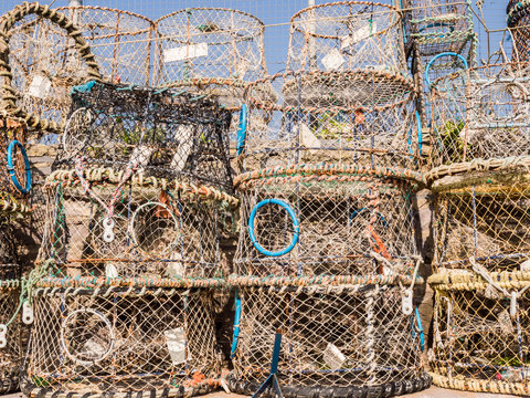 Lobster pots at Brixham Harbour, UK