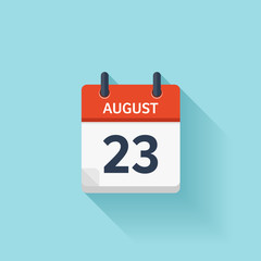 August 23. Vector flat daily calendar icon. Date and time, day, month. Holiday. - obrazy, fototapety, plakaty