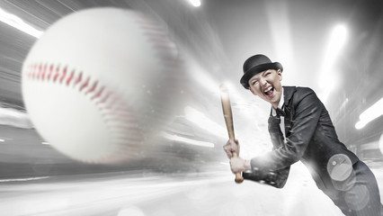 Baseball girl training