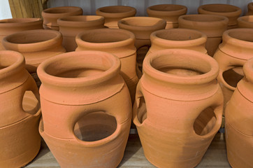 Large Clay Pots at Market for Sale
