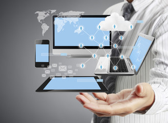Technology in hands of businessmen